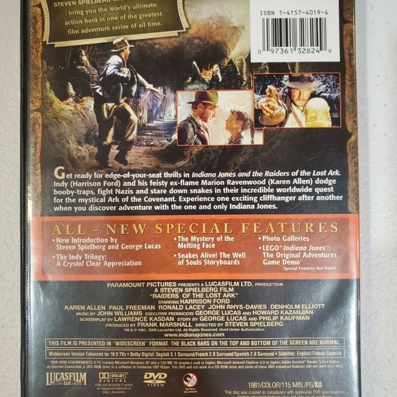 Indiana Jones and the Raiders of the Lost Ark DVD - 1981 - Harrison Ford - Picture 2 of 3